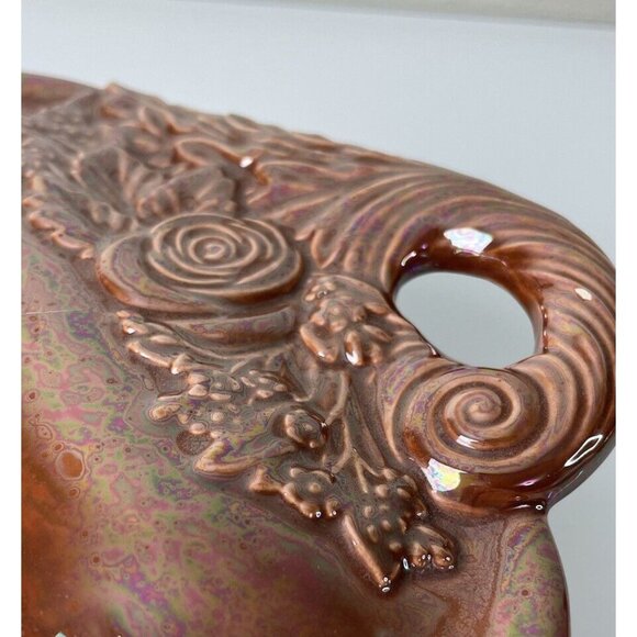 Vintage Byron Molds 1977 Pumpkin Ceramic Trinket Box & Tray, Signed Hand Painted - Picture 11 of 12